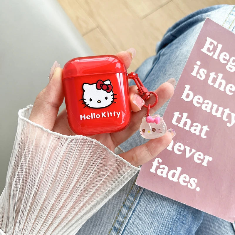 Funda para auriculares Sanrio Hello Kitty con dibujos animados para AirPods 4, 1, 2, 3 Pro 2021, Auriculares inalámbricos con Bluetooth, funda protectora suave de TPU