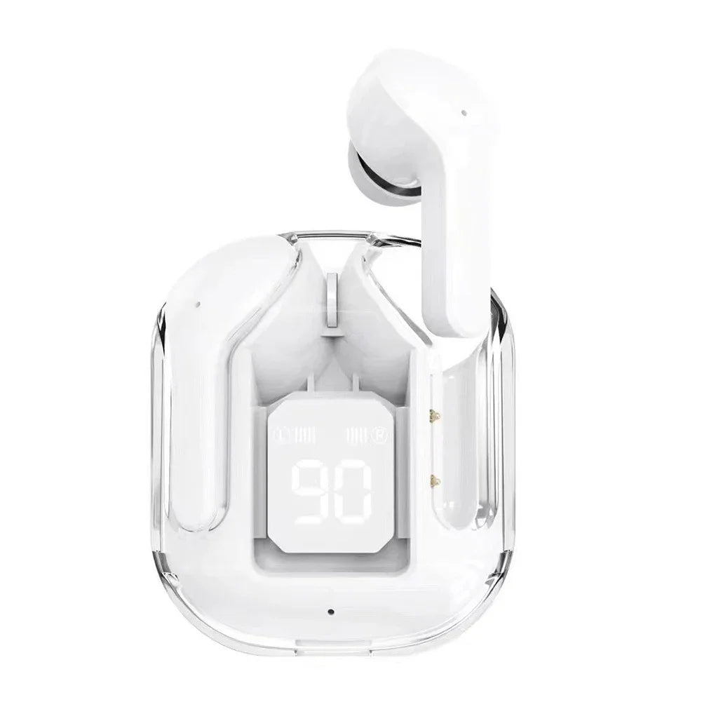 Auriculares translúcidos con cancelación de ruido compatibles con Bluetooth, estuche de carga con pantalla Digital, auriculares pequeños para trabajo deportivo