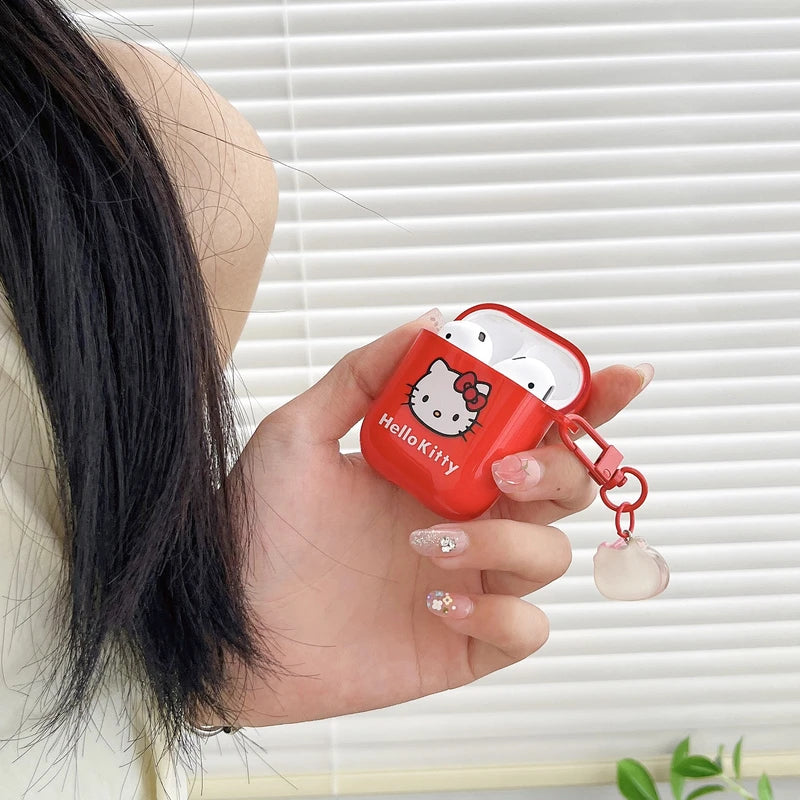 Funda para auriculares Sanrio Hello Kitty con dibujos animados para AirPods 4, 1, 2, 3 Pro 2021, Auriculares inalámbricos con Bluetooth, funda protectora suave de TPU