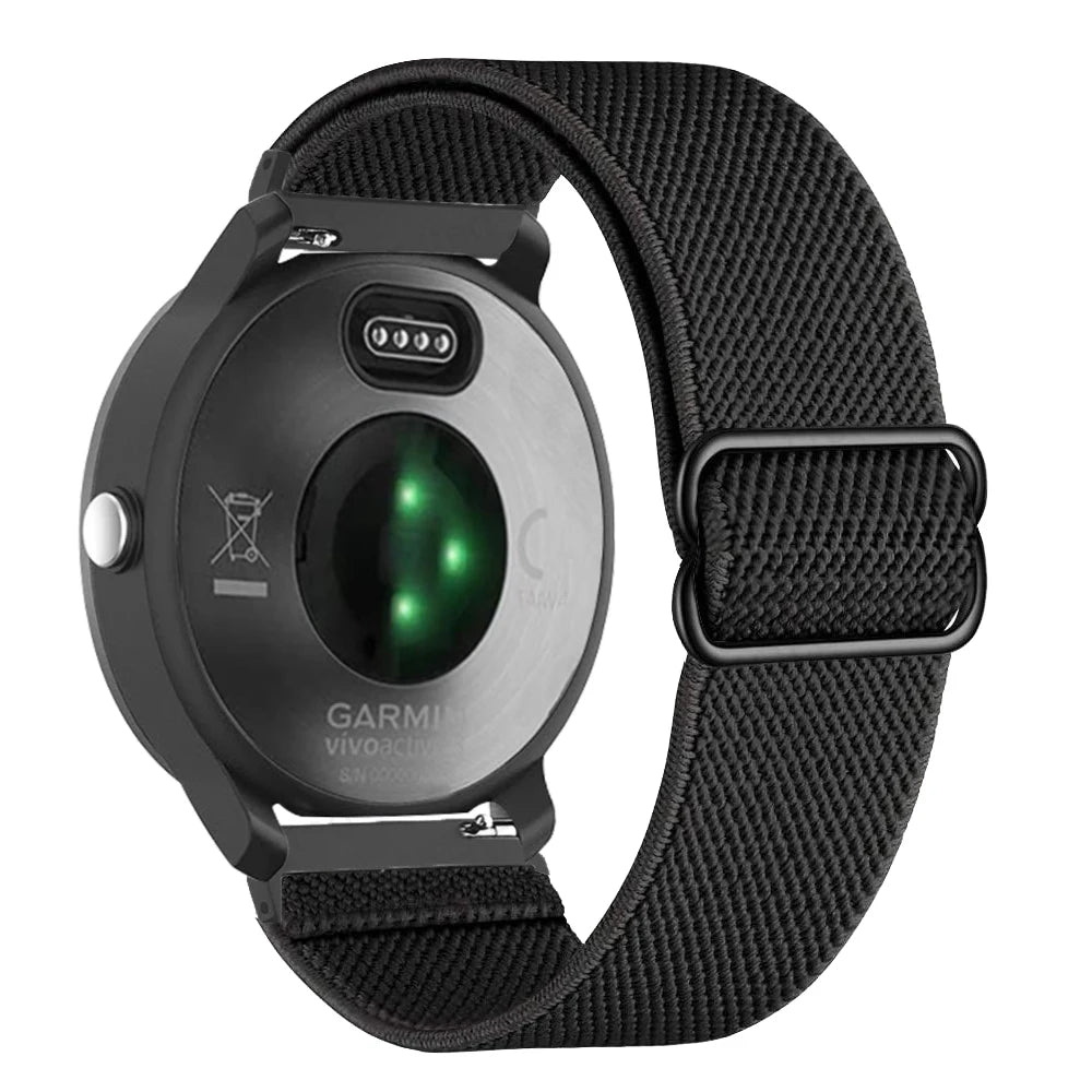Correa de reloj inteligente para Garmin Forerunner 255 255S 645 245 Venu 2 Plus SQ Vivoactive 4 3 pulsera de nailon elástico Solo Loop