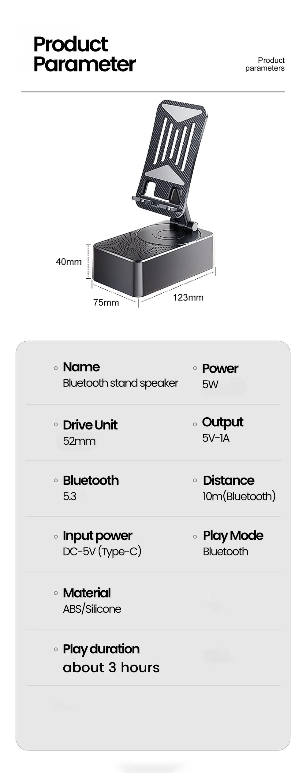 Soporte para teléfono móvil 3 en 1, Altavoz Bluetooth, Banco de energía, soporte para teléfono, soporte Universal plegable para teléfono móvil de escritorio para teléfono inteligente