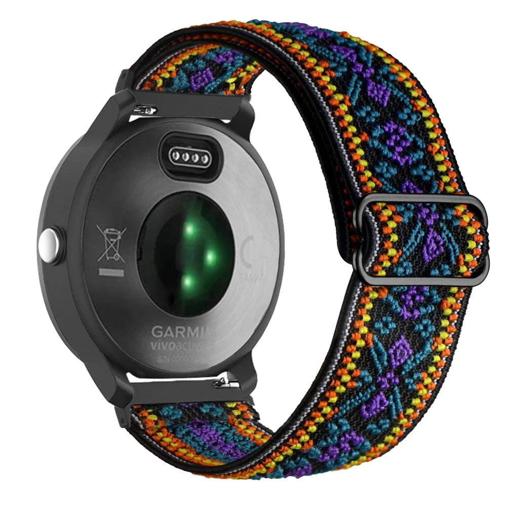 Correa de reloj inteligente para Garmin Forerunner 255 255S 645 245 Venu 2 Plus SQ Vivoactive 4 3 pulsera de nailon elástico Solo Loop