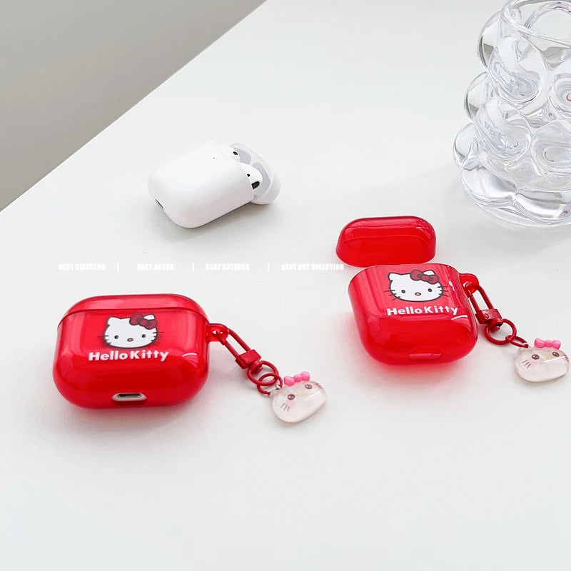 Funda para auriculares Sanrio Hello Kitty con dibujos animados para AirPods 4, 1, 2, 3 Pro 2021, Auriculares inalámbricos con Bluetooth, funda protectora suave de TPU