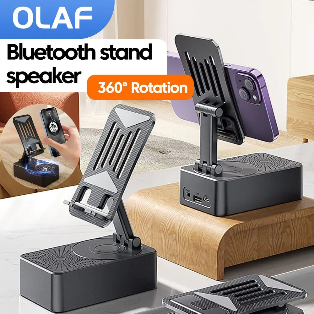 Soporte para teléfono móvil 3 en 1, Altavoz Bluetooth, Banco de energía, soporte para teléfono, soporte Universal plegable para teléfono móvil de escritorio para teléfono inteligente