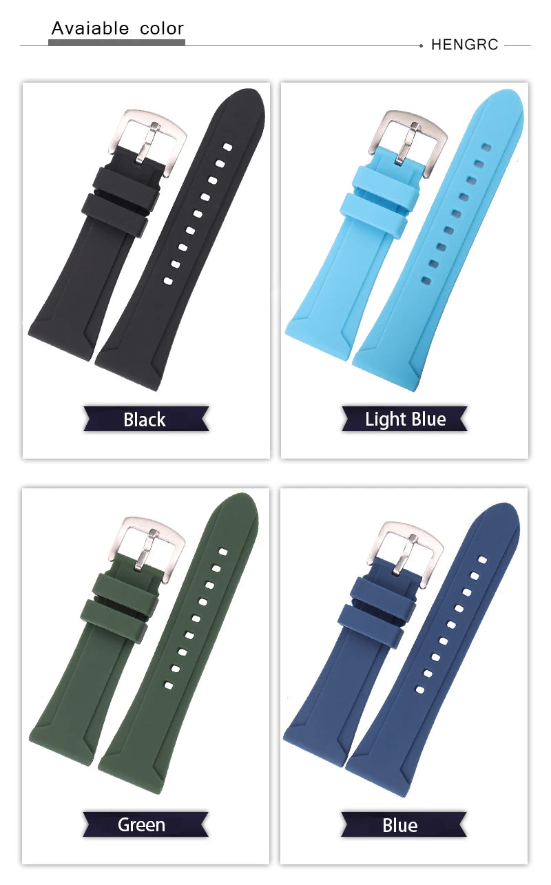 Correa de goma para reloj inteligente para hombre y mujer, banda de silicona suave resistente al agua, accesorios con hebilla, 22mm, 24mm, 26mm, negro, verde, azul