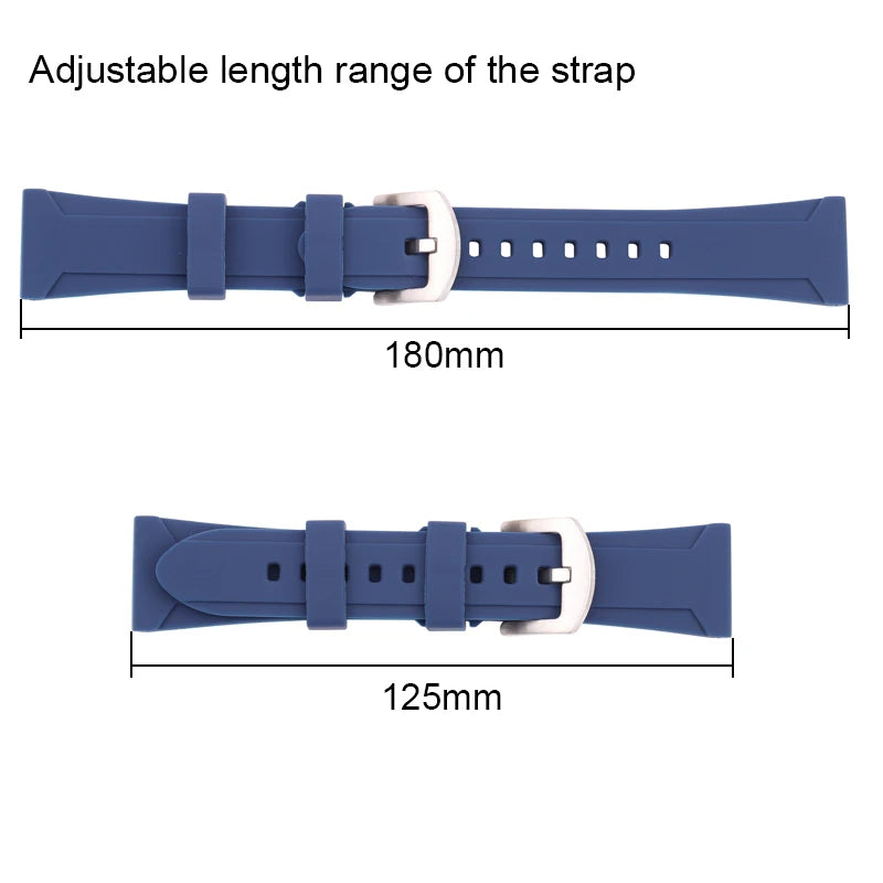 Correa de goma para reloj inteligente para hombre y mujer, banda de silicona suave resistente al agua, accesorios con hebilla, 22mm, 24mm, 26mm, negro, verde, azul