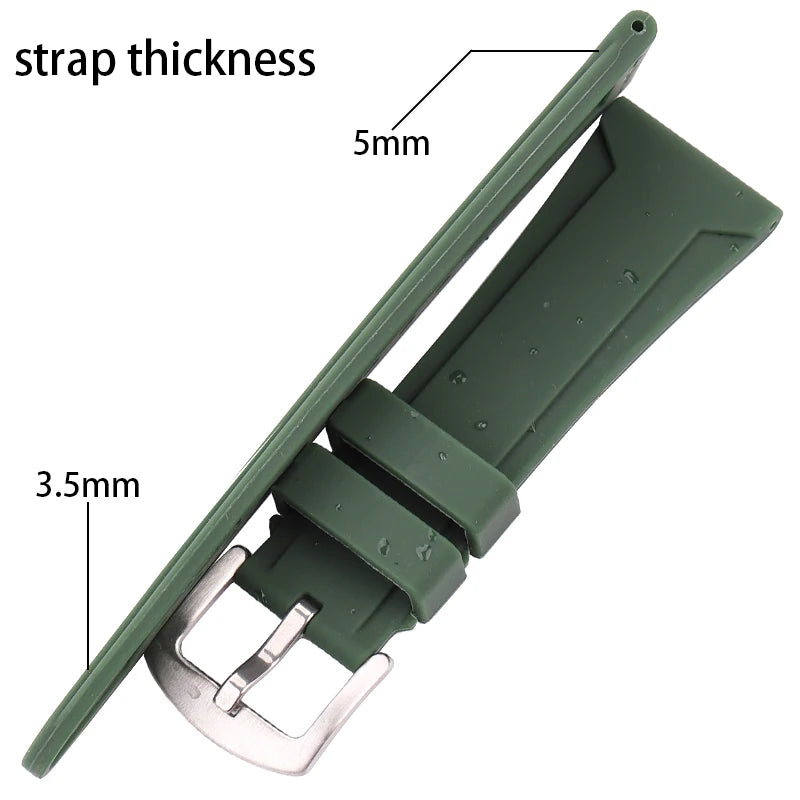Correa de goma para reloj inteligente para hombre y mujer, banda de silicona suave resistente al agua, accesorios con hebilla, 22mm, 24mm, 26mm, negro, verde, azul