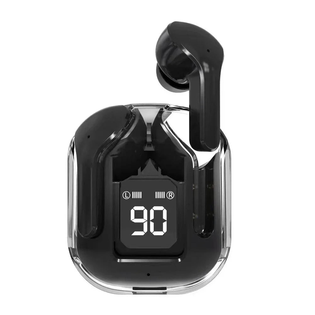 Auriculares translúcidos con cancelación de ruido compatibles con Bluetooth, estuche de carga con pantalla Digital, auriculares pequeños para trabajo deportivo