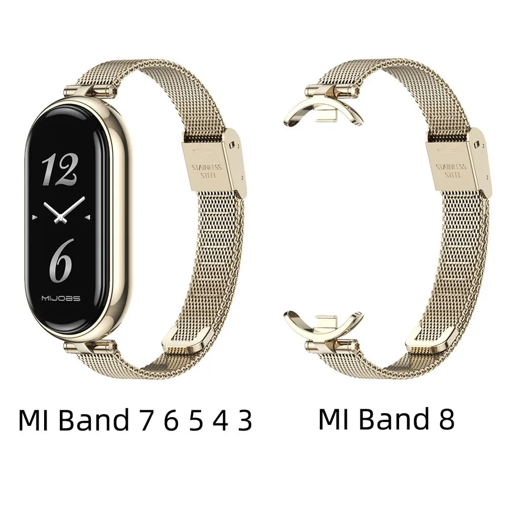 Correa para Xiaomi Mi Band 9 8 10 7 6 5 43 Pulsera inteligente Mujeres Niñas Moda Malla Metálica Correa de reloj Accesorios de repuesto Miband 7 6