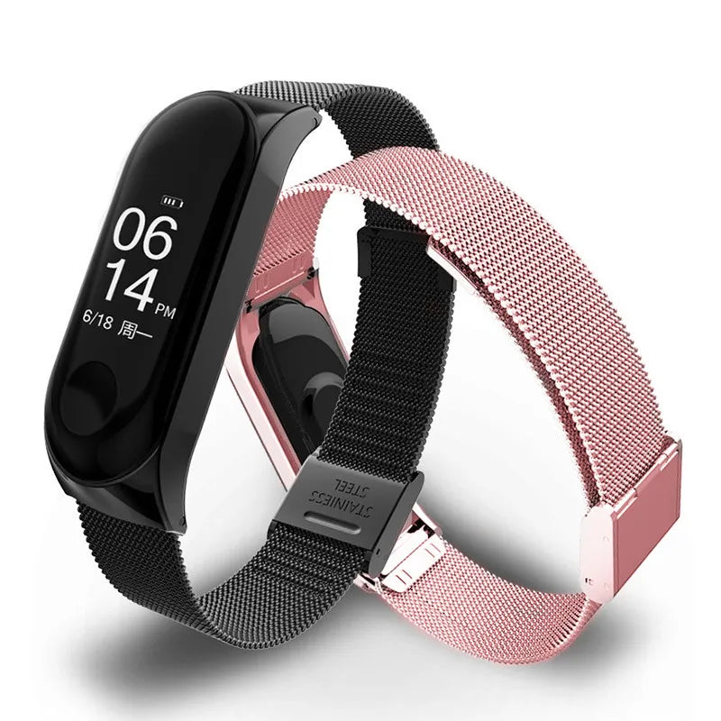 Correa de reloj inteligente para Xiaomi Mi Band 6 5 4 3 correas de reloj doradas y plateadas para Miband 6 5 4 correas deportivas de acero inoxidable