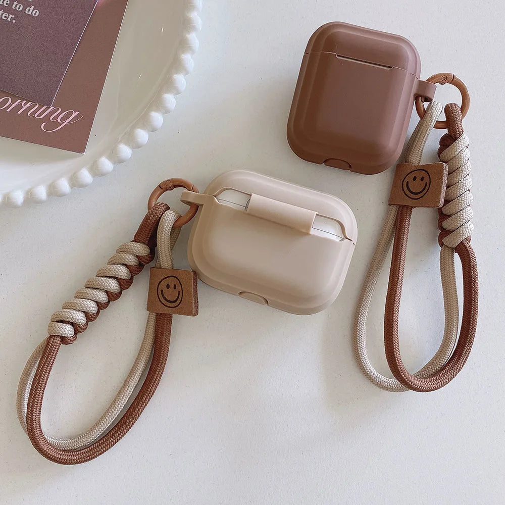 Funda de silicona suave para auriculares, color caramelo, con pulsera, prevención de caídas, pareja para airpods 2, 3 pro 2, caja de carga bluetooth