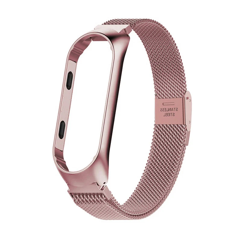 Correa de reloj inteligente para Xiaomi Mi Band 6 5 4 3 correas de reloj doradas y plateadas para Miband 6 5 4 correas deportivas de acero inoxidable