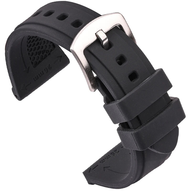 Correa de goma para reloj inteligente para hombre y mujer, banda de silicona suave resistente al agua, accesorios con hebilla, 22mm, 24mm, 26mm, negro, verde, azul