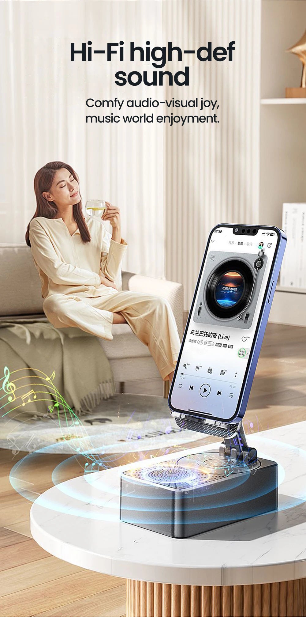 Soporte para teléfono móvil 3 en 1, Altavoz Bluetooth, Banco de energía, soporte para teléfono, soporte Universal plegable para teléfono móvil de escritorio para teléfono inteligente