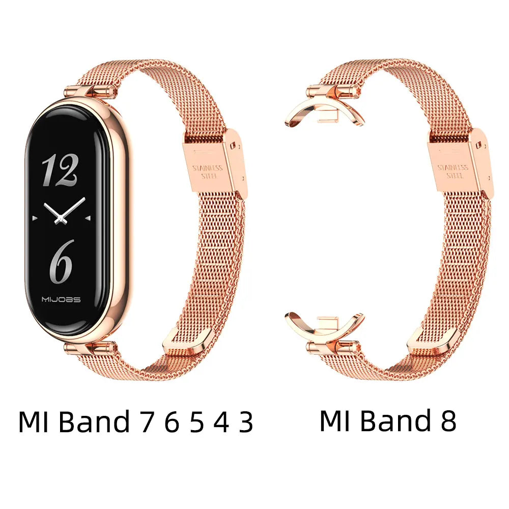 Correa para Xiaomi Mi Band 9 8 10 7 6 5 43 Pulsera inteligente Mujeres Niñas Moda Malla Metálica Correa de reloj Accesorios de repuesto Miband 7 6