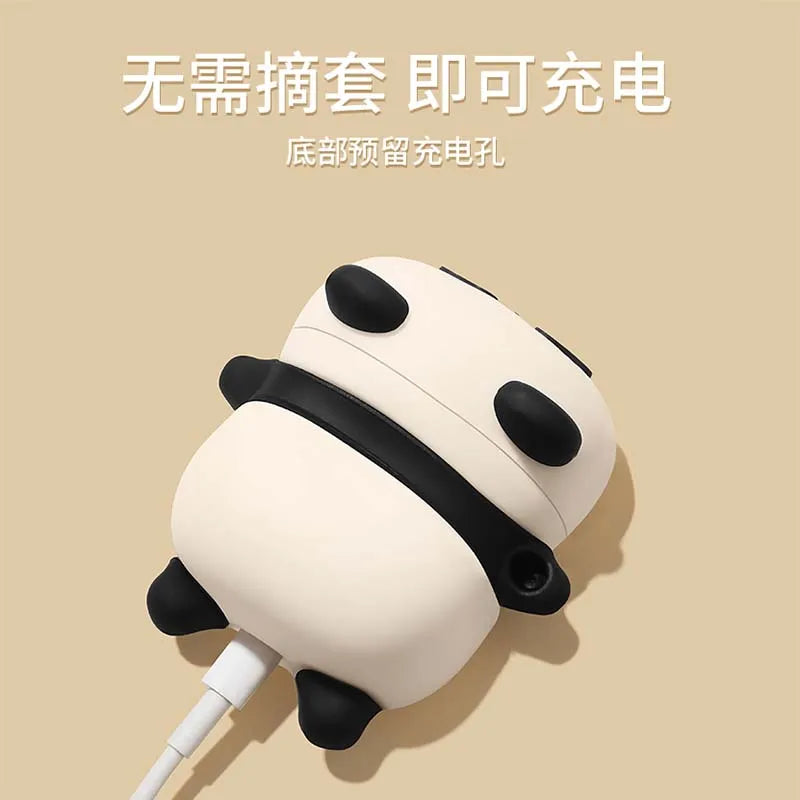 Bonita funda para auriculares con diseño de Panda tumbado para AirPods 4 (2024) Airpod Pro 1 2 3 auriculares Bluetooth caja de carga funda protectora para auriculares