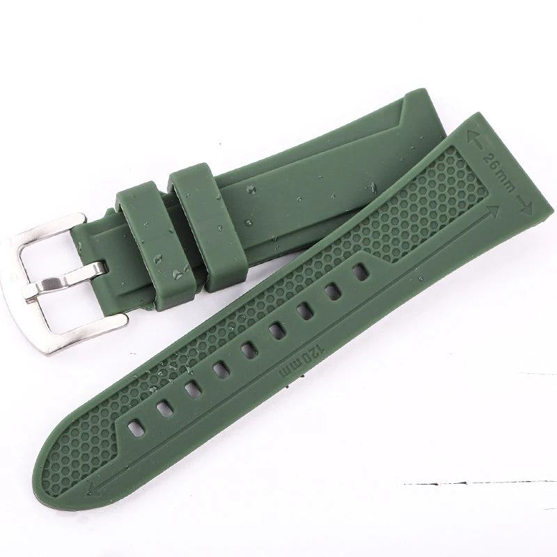 Correa de goma para reloj inteligente para hombre y mujer, banda de silicona suave resistente al agua, accesorios con hebilla, 22mm, 24mm, 26mm, negro, verde, azul