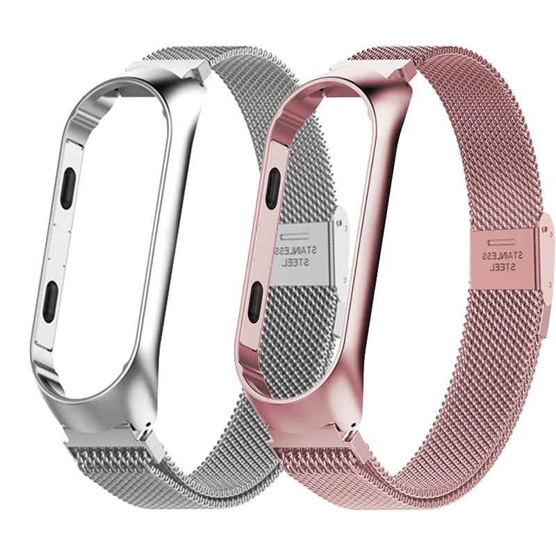 Correa de reloj inteligente para Xiaomi Mi Band 6 5 4 3 correas de reloj doradas y plateadas para Miband 6 5 4 correas deportivas de acero inoxidable
