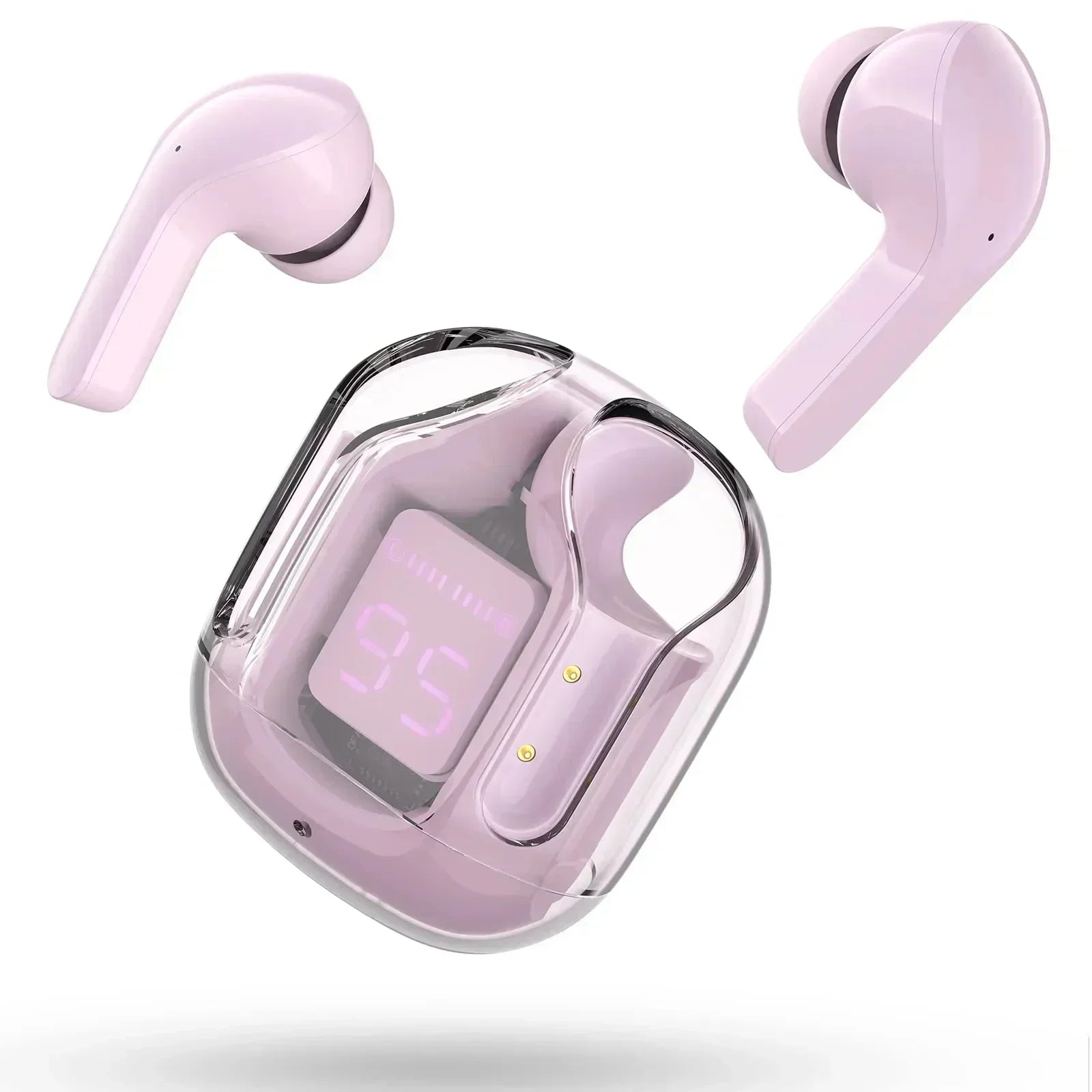 Auriculares translúcidos con cancelación de ruido compatibles con Bluetooth, estuche de carga con pantalla Digital, auriculares pequeños para trabajo deportivo