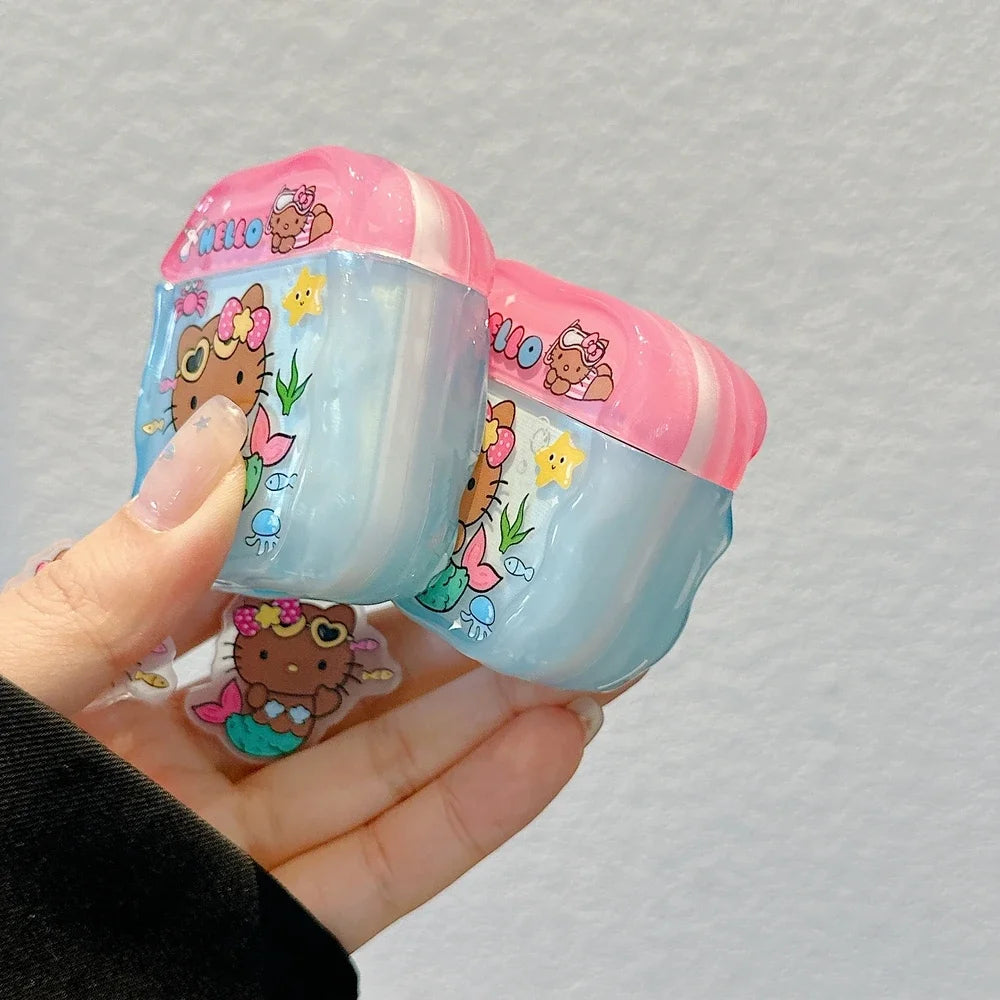 Funda para auriculares Airpods 1, 2, 3, 4 Pro 2, bonita Sanrio Hello Kitty, Auriculares inalámbricos con Bluetooth, funda protectora suave con colgante