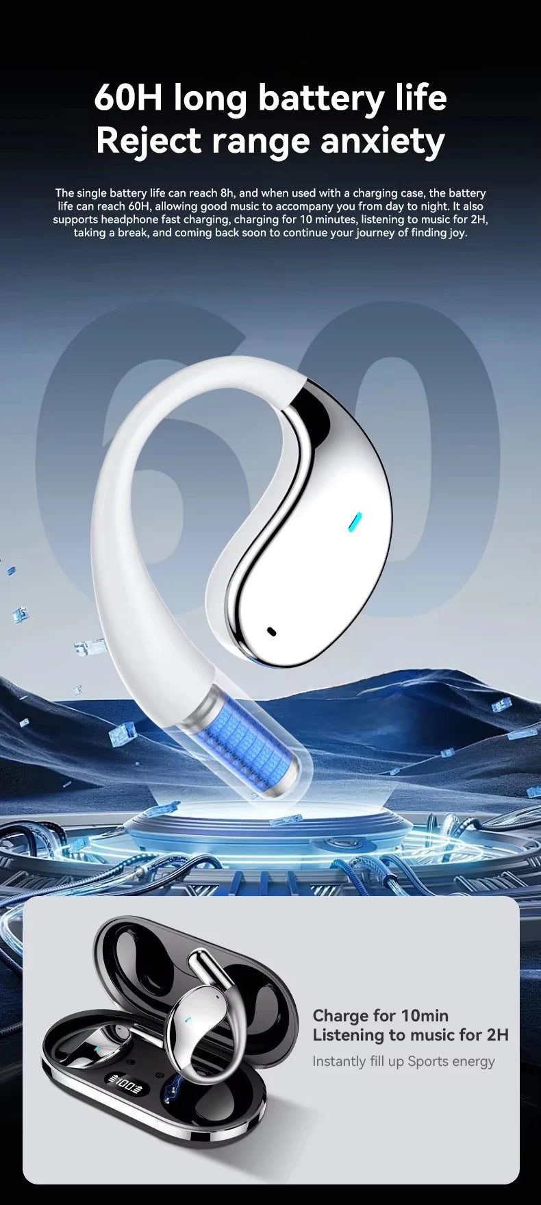 EARDECO Business Auriculares Bluetooth Auriculares inalámbricos Auriculares estéreo de graves Auriculares deportivos con micrófono Audifonos