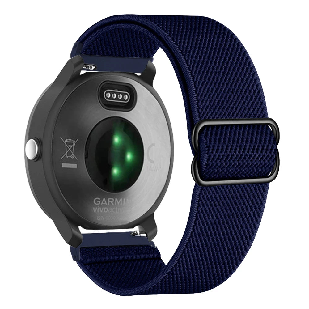 Correa de reloj inteligente para Garmin Forerunner 255 255S 645 245 Venu 2 Plus SQ Vivoactive 4 3 pulsera de nailon elástico Solo Loop