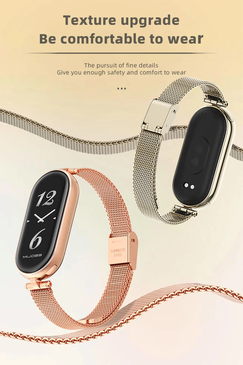 Correa para Xiaomi Mi Band 9 8 10 7 6 5 43 Pulsera inteligente Mujeres Niñas Moda Malla Metálica Correa de reloj Accesorios de repuesto Miband 7 6