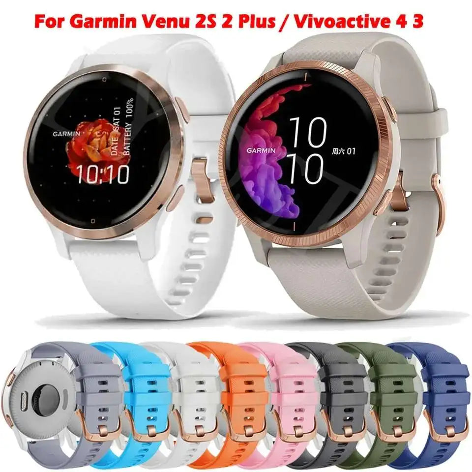 Correa de reloj inteligente de 18, 20 y 22mm para Garmin Venu 2S 2 Plus 2Plus/Vivoactive 3S 4S 3 4, pulsera de silicona