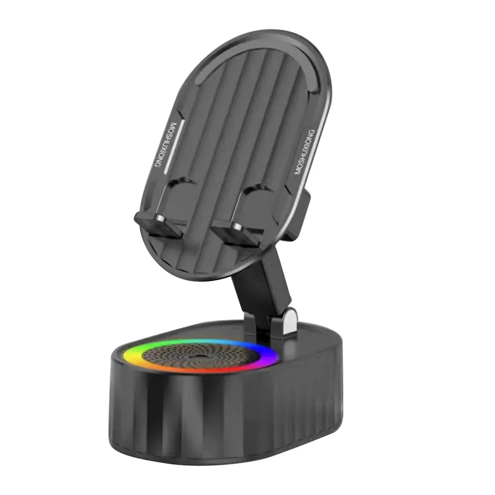 Soporte para teléfono móvil con cargador de Banco de energía, altavoz de inducción giratorio de 360 grados, multifunción para escritorio y dormitorio