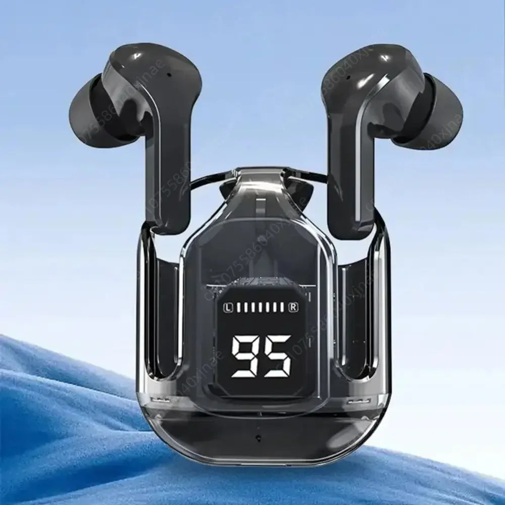 Auriculares translúcidos con cancelación de ruido compatibles con Bluetooth, estuche de carga con pantalla Digital, auriculares pequeños para trabajo deportivo