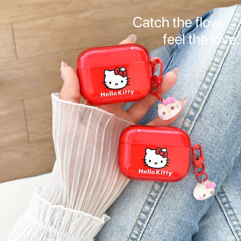 Funda para auriculares Sanrio Hello Kitty con dibujos animados para AirPods 4, 1, 2, 3 Pro 2021, Auriculares inalámbricos con Bluetooth, funda protectora suave de TPU