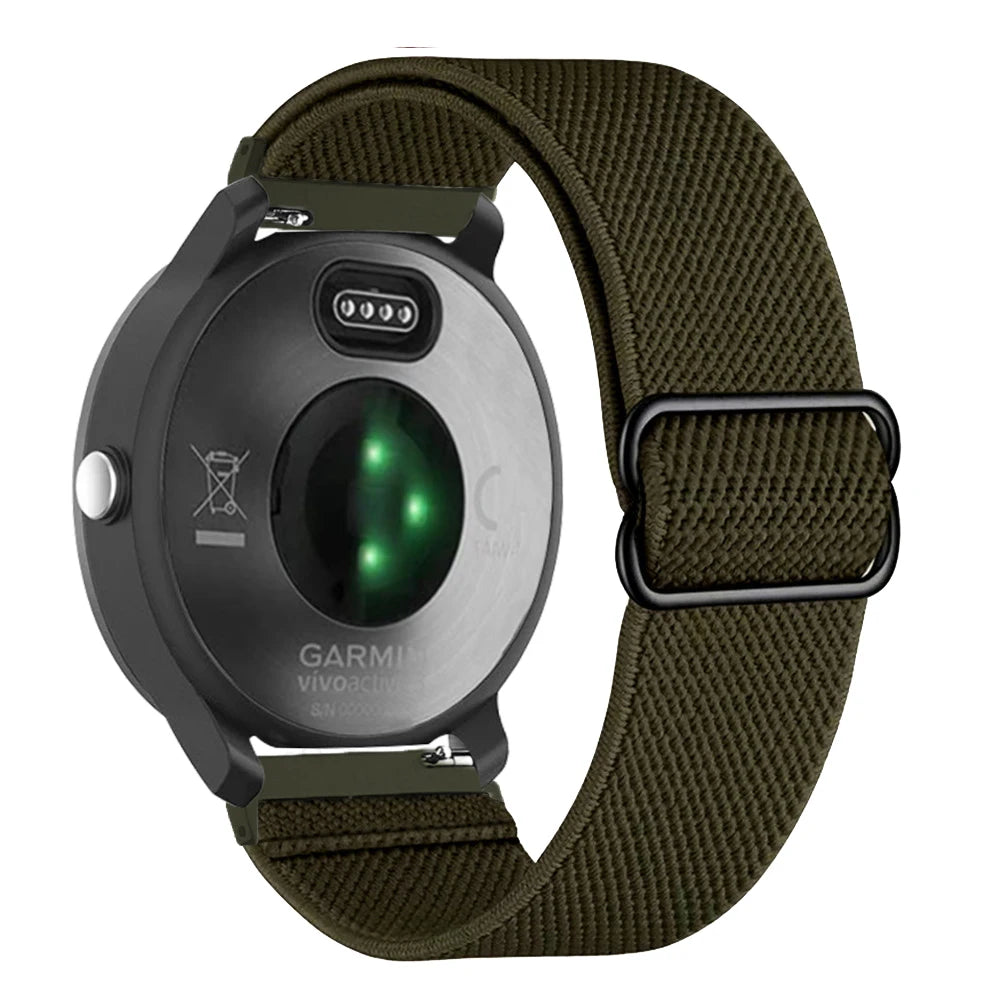Correa de reloj inteligente para Garmin Forerunner 255 255S 645 245 Venu 2 Plus SQ Vivoactive 4 3 pulsera de nailon elástico Solo Loop