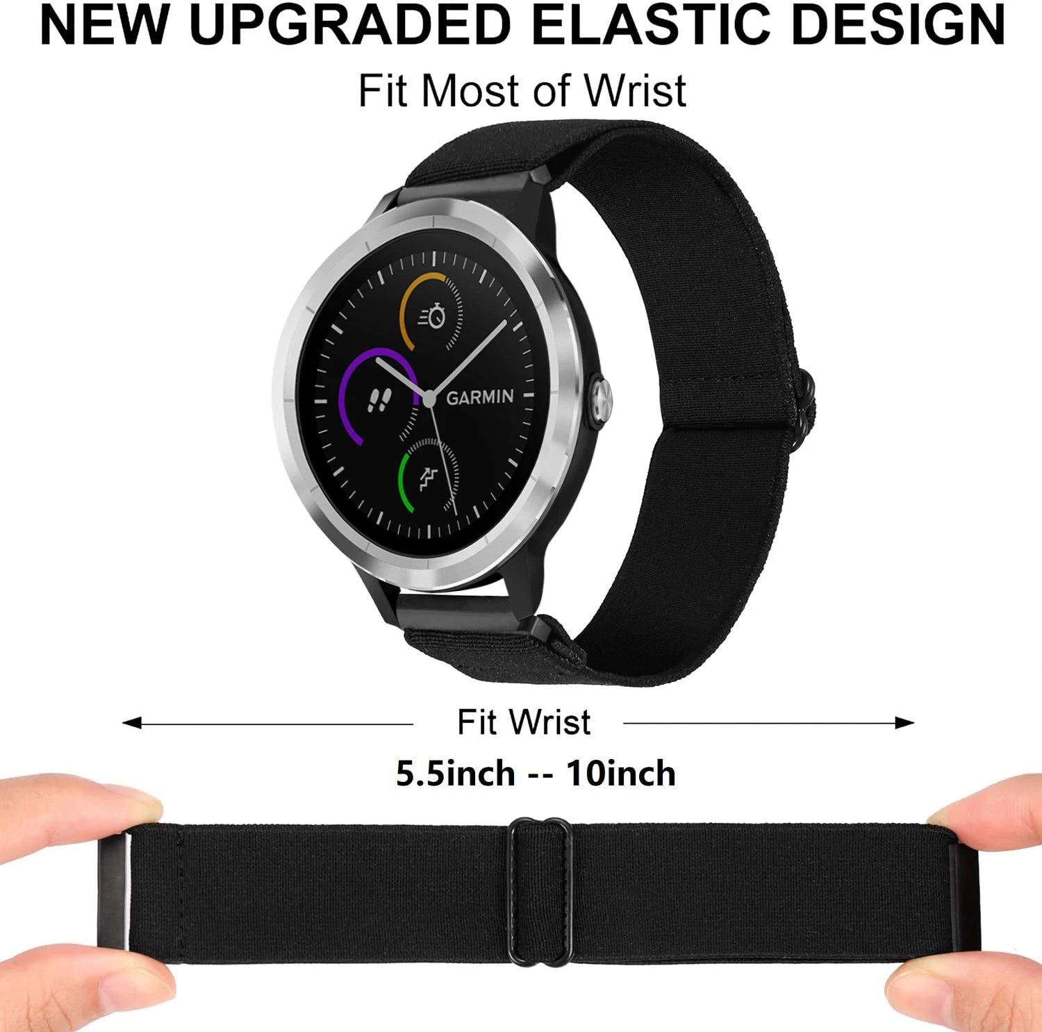 Correa de reloj inteligente para Garmin Forerunner 255 255S 645 245 Venu 2 Plus SQ Vivoactive 4 3 pulsera de nailon elástico Solo Loop