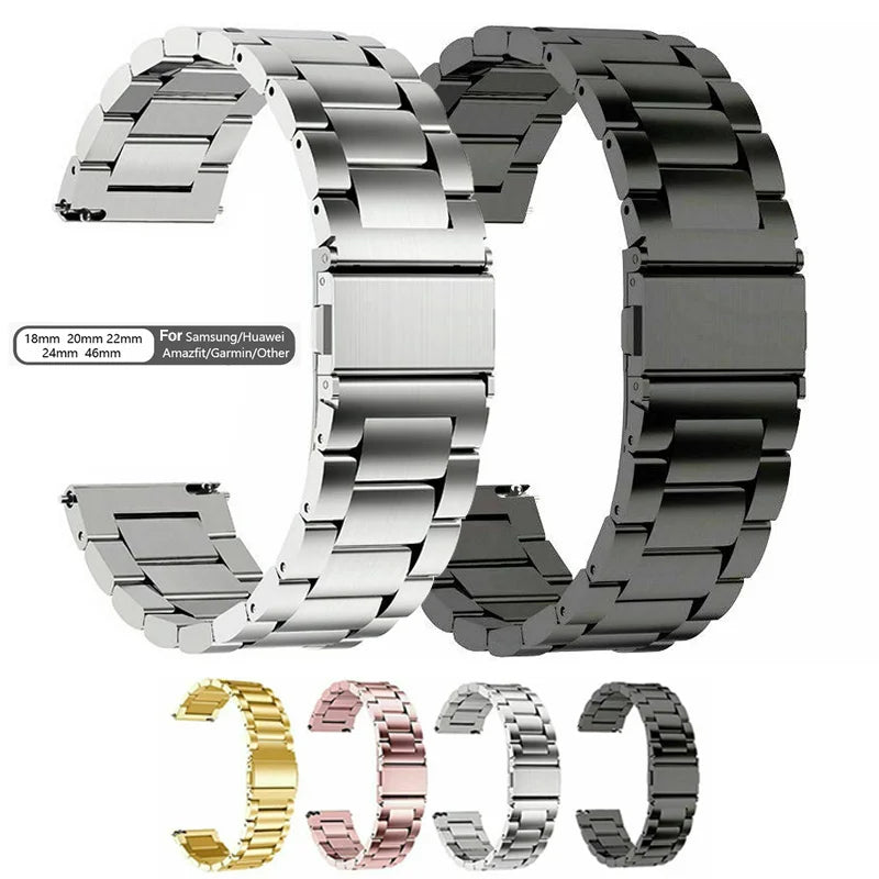 Correa de reloj de acero inoxidable de 18 mm, 20 mm y 22 mm, liberación rápida, reemplazo compatible con reloj inteligente, reloj tradicional