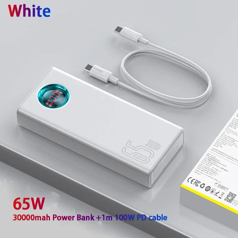 Power Bank 30000mAh Carga Rápida 65W - Batería Externa Portátil para Laptop iPhone iPad