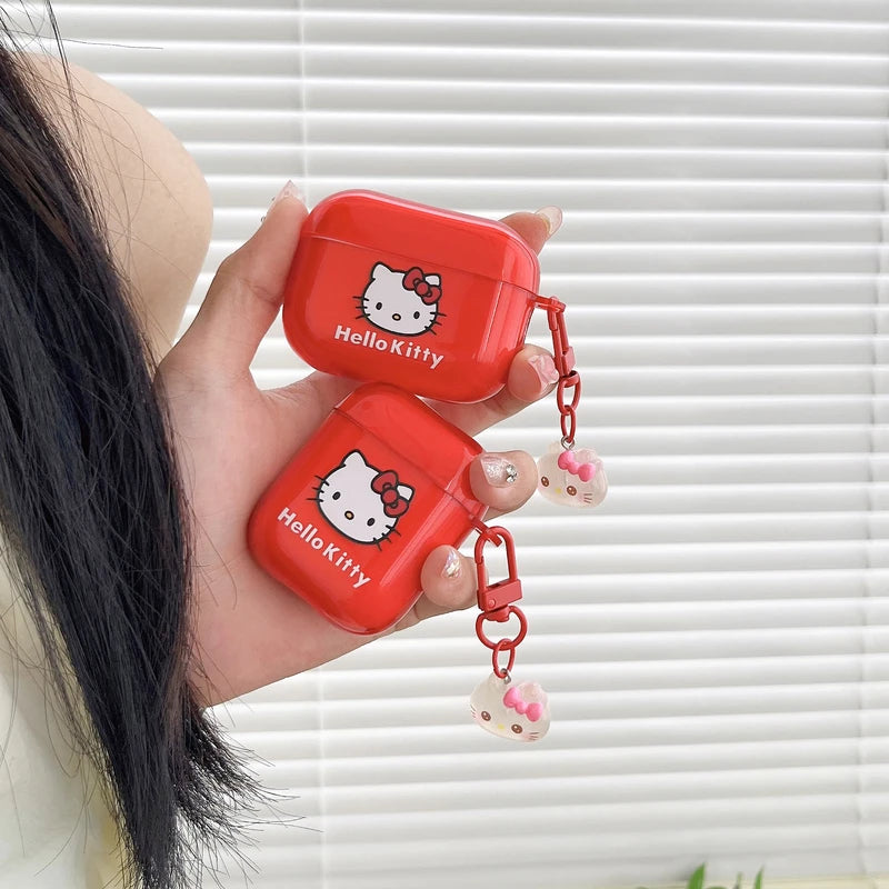 Funda para auriculares Sanrio Hello Kitty con dibujos animados para AirPods 4, 1, 2, 3 Pro 2021, Auriculares inalámbricos con Bluetooth, funda protectora suave de TPU