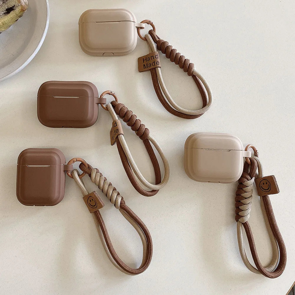 Funda de silicona suave para auriculares, color caramelo, con pulsera, prevención de caídas, pareja para airpods 2, 3 pro 2, caja de carga bluetooth
