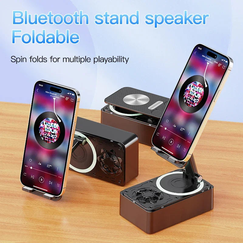 Soporte para teléfono móvil 3 en 1, Altavoz Bluetooth, Banco de energía, soporte de escritorio plegable giratorio para teléfono móvil, tabletas y iPad
